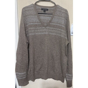 Banana Republic Men's Sweater Italian Wool Cashmere V-neck sz L beige fair isle